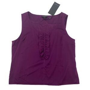 NWT St. John Purple Silk Double Layer Ruffle Womens Formal Tank Top